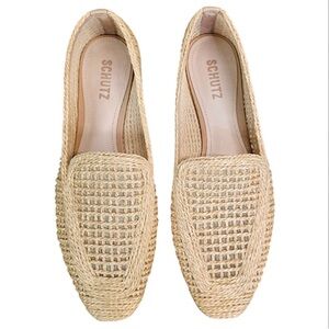 SCHUTZ Braided Raffia Slip-On Loafers Size 10